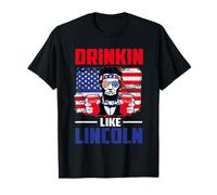 Drinking Like Lincoln Merica Flag Patriotic 4th of July Camiseta