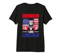 Drinking Like Lincoln Merica Flag Patriotic 4th of July Camiseta Premium