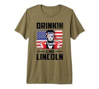 Drinking Like Lincoln Merica Flag Patriotic 4th of July Camiseta Premium