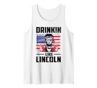 Drinking Like Lincoln Merica Flag Patriotic 4th of July Camiseta sin Mangas