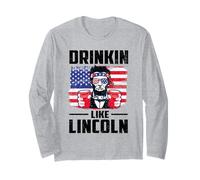Drinking Like Lincoln Merica Flag Patriotic 4th of July Manga Larga