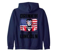 Drinking Like Lincoln Merica Flag Patriotic 4th of July Sudadera con Capucha