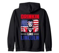 Drinking Like Lincoln Merica Flag Patriotic 4th of July Sudadera con Capucha