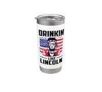 Drinking Like Lincoln Merica Flag Patriotic 4th of July Vaso térmico de acero inoxidable de doble pared
