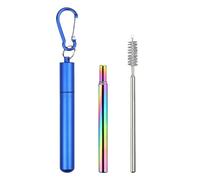 Drinking Straws - Metal Straw Set with Case | Cleaning Brush Keychain for Travel, Home, Office, Business, Cruise Ship Adventures, and Eco Friendly Drinking Solutions