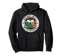 Drinks Well with Others Funny Irish Lucky Clover Beer Toast Sudadera con Capucha