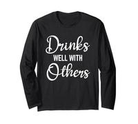 Drinks Well with Others Womens Funny Drinking Sayings Couple Manga Larga