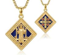 DRINSPER Arcángel San Miguel, medallas de San Benito, San Cristóbal, San Judas Tadeo Collar de oro para hombres y mujeres, plata de ley S925, colgante de San Patrón, protección cristiana católica