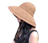 DRIONO Sombrero de ala ancha impermeable - UPF50+ Protección para viajes, playa y sol con ala semirrígida ajustable y plegable, Khaqi, Medium-Large