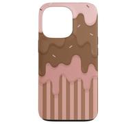 Drip and Sprinkle Striped Brown and Pink Melting Ice Cream Carcasa para iPhone 13 Pro