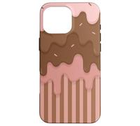 Drip and Sprinkle Striped Brown and Pink Melting Ice Cream Carcasa para iPhone 16 Pro Max