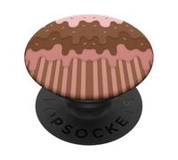 Drip and Sprinkle Striped Brown and Pink Melting Ice Cream PopSockets PopGrip Adhesivo