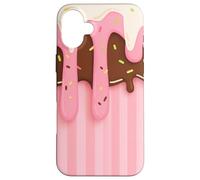 Drip and Sprinkle Striped Pastel Pink Melting Ice Cream Carcasa para iPhone 16 Plus