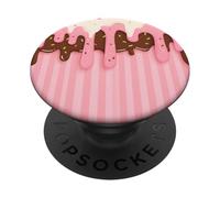 Drip and Sprinkle Striped Pastel Pink Melting Ice Cream PopSockets PopGrip Adhesivo