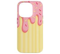 Drip and Sprinkle Striped Pink and Yellow Melting Ice Cream Carcasa para iPhone 14 Pro