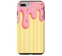 Drip and Sprinkle Striped Pink and Yellow Melting Ice Cream Carcasa para iPhone 7 Plus/8 Plus