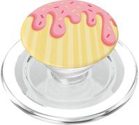 Drip and Sprinkle Striped Pink and Yellow Melting Ice Cream PopSockets PopGrip para MagSafe