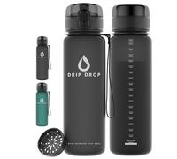 DRIP DROP Botella deportiva de 1 litro de softTouch sin BPA - de Tritán - Botella de agua para fitness, universidad, exterior, bicicleta, trabajo, ligera, resistente a los golpes, reutilizable