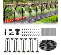 Drip Irrigation Kit 131FT 158PCS with 1/4" Black Distribution Tubing, Automatic Watering System for Garden, Greenhouse, Patio, Flower Bed, Lawn(Brass)