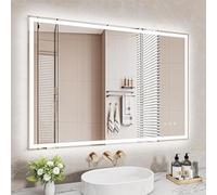 Dripex Espejo de Baño con Luz LED 100 x 60 cm, Interruptor Antivaho Independiente, 3 Temperaturas y Brillo Ajustable, Memoria, con Botón Impermeable Físico - Horizontal/Vertical