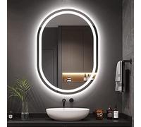 Dripex Espejo de Baño con Luz LED 50 x 70 cm Antivaho, Dimmable, con Función de Memoria, IP44, IRC 90+, Instalar Horizontal/Vertical