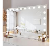 Dripex Espejo Maquillaje con Luz Grande, 90 x 60 cm, 20 Bombillas LED, Dimmables 3 Colores de Luz, con Espejo de Aumento 5X, para Pared o Mesa
