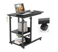 Dripex Mesa Escritorio Pequeña, 80 x 40 cm, Altura Ajustable En 68-89 cm, con Ruedas, Mesa Auxiliar para Salón Dormitorio Balcón y Oficina en Casa, Negro