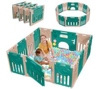 Dripex Parque Infantil, 150x150cm Corralito Bebé, Parque de Bebe, Corral para Bebe con Tablero de Juguete, Parque para Niños Antideslizante, Parque de Juegos, Cercado para Bebé, Marrón y Verdoso