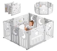Dripex Parque Infantil Bebé, 113x113cm Corralito Bebé, Parque de Bebe, Corral para Bebe con Tablero de Juguete, Parque para Niños Antideslizante, Parque de Juegos, Cercado para Bebé, Gris y Blanco