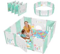 Dripex Parque Infantil Bebé, 150x150cm Corralito Bebé, Parque de Bebe, Corral para Bebe con Tablero de Juguete, Parque para Niños Antideslizante, Parque de Juegos, Cercado para Bebé, Verde y Blanco
