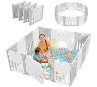 Dripex Parque Infantil Bebé, 150x150cm Corralito Bebé, Parque de Bebe, Corral para Bebe con Tablero de Juguete, Parque para Niños Antideslizante, Parque de Juegos, Cercado para Bebé, Gris y Blanco
