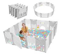 Dripex Parque Infantil Bebé, 190x190cm Corralito Bebé, Parque de Bebe, Corral para Bebe con Tablero de Juguete, Parque para Niños Antideslizante, Parque de Juegos, Cercado para Bebé, Gris y Blanco