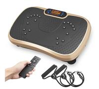 Dripex Plataforma Vibratoria, 99 Niveles de Vibración, 5 Programas de Entrenamiento, Altavoz Bluetooth, Pantalla LCD, Plataforma Vibración Muscular para Hacer Ejercicio en Casa (Negro + Oro)