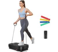 Dripex Plataforma Vibratoria para Casa, Máquina de Vibración con 1-99 Niveles de Intensidad y 4 Bandas Elásticas, Entrenamiento de Cuerpo Completo, Capacidad de hasta 130 kg (Negro)