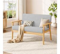Dripex Sofá de 2 plazas, pequeño sofá con Marco de Madera, sofá de 2 plazas, Moderno y escandinavo, sofá Doble de Terciopelo de Peluche, para salón, Dormitorio, Oficina, 107 x 60 x 77 cm, Gris Claro