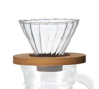 Dripper de café - de cono de vidrio | Juego de filtros manuales para preparar una sola taza con soporte, jarra transparente para compartir, kit de preparación reutilizable para los amantes