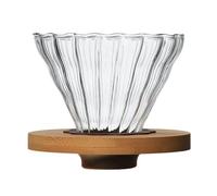 Dripper de café - de cono de vidrio | Juego de filtros manuales para preparar una sola taza con soporte, jarra transparente para compartir, kit de preparación reutilizable para los amantes