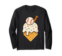Dripping Ice Cream Baseball Home Plate Cute Sports Lover Manga Larga
