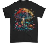 Dripping Magic Mushroom LSD Hippy - Camiseta para hombre, 100% algodón, Negro, XL
