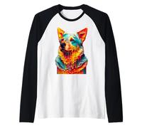 Dripping Paint Art Australian Cattle Dog Camiseta Manga Raglan