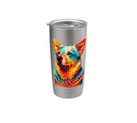 Dripping Paint Art Australian Cattle Dog Vaso térmico de acero inoxidable de doble pared