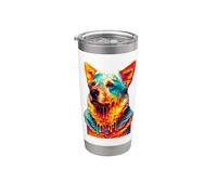 Dripping Paint Art Australian Cattle Dog Vaso térmico de acero inoxidable de doble pared