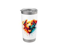 Dripping Paint Art Australian Kelpie Sheepdog Vaso térmico de acero inoxidable de doble pared