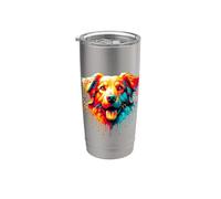 Dripping Paint Art Australian Kelpie Sheepdog Vaso térmico de acero inoxidable de doble pared