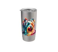 Dripping Paint Art Australian Silky Terrier Sydney Silky Vaso térmico de acero inoxidable de doble pared
