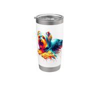 Dripping Paint Art Australian Silky Terrier Sydney Silky Vaso térmico de acero inoxidable de doble pared