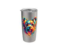 Dripping Paint Art Australian Silky Terrier Sydney Silky Vaso térmico de acero inoxidable de doble pared