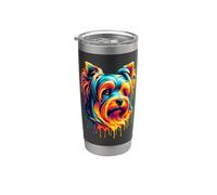 Dripping Paint Art Australian Silky Terrier Sydney Silky Vaso térmico de acero inoxidable de doble pared