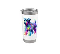 Dripping Paint Art Black Russian Terrier Chornyi Terrier Vaso térmico de acero inoxidable de doble pared
