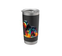 Dripping Paint Art Black Russian Terrier Chornyi Terrier Vaso térmico de acero inoxidable de doble pared